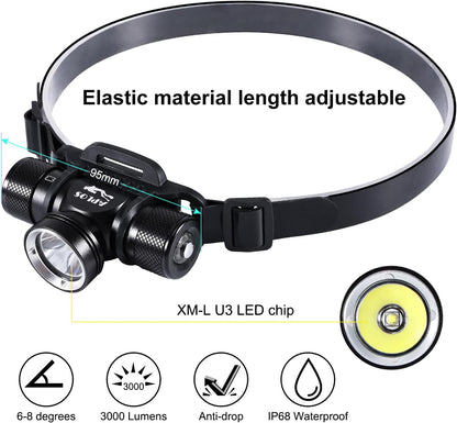 Rechargeable Diving Headlamp, IP68 Waterproof